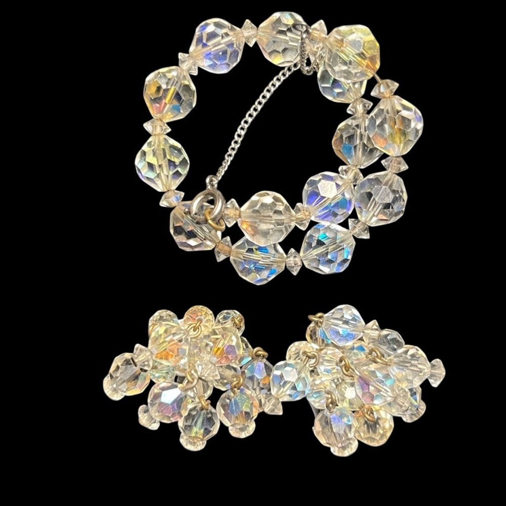 Vintage LAGUNA Hallmarked Crystal Jewelry Set with Earrings and Bracelet